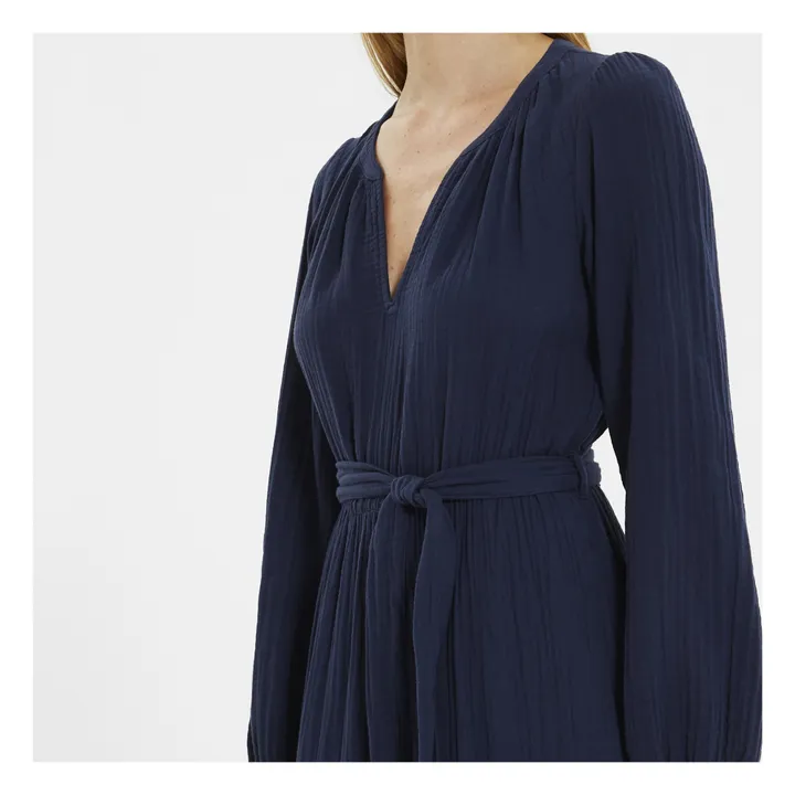 Vestido de gasa de algodón Addison | Azul Marino- Imagen del producto n°2