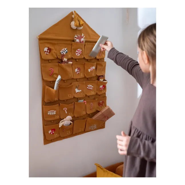 Calendario de Adviento de algodón bordado | Ocre
