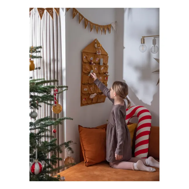 Calendario de Adviento de algodón bordado | Ocre