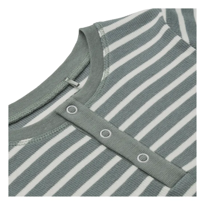 Pijama a rayas de algodón orgánico Wilhelm | Azul- Imagen del producto n°3
