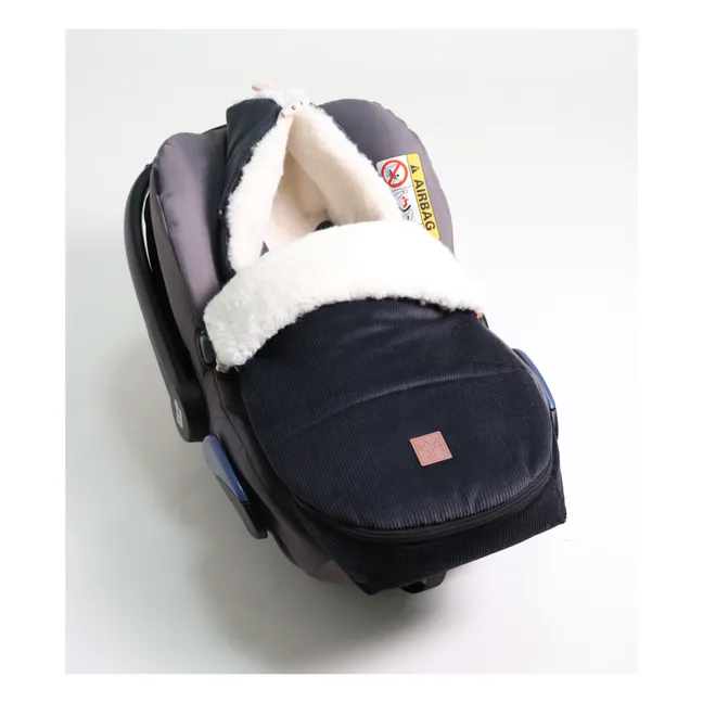 Saquito de bebé para carrito de piel de cordero Filia | Negro