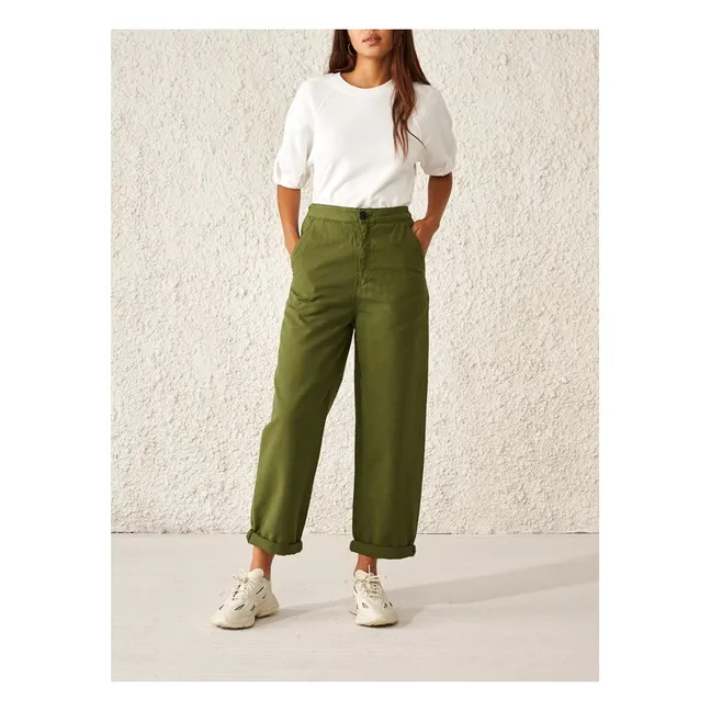 Pantalon Pasop Coton et Lin - Collection Femme  | Vert kaki