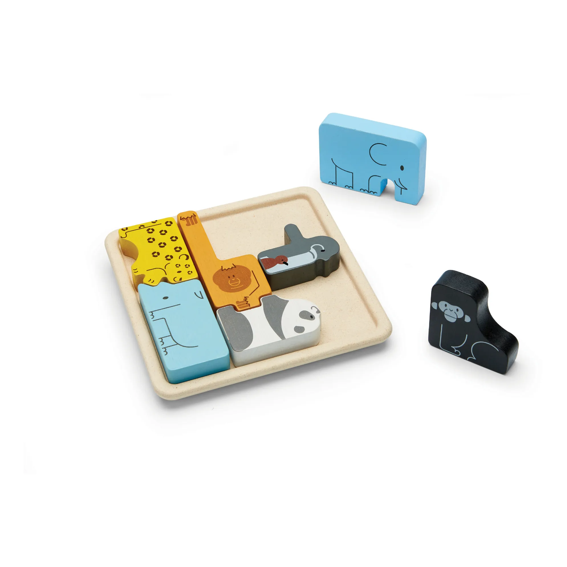 Plan Toys Multicoloured 2 In 1 Animal Puzzle