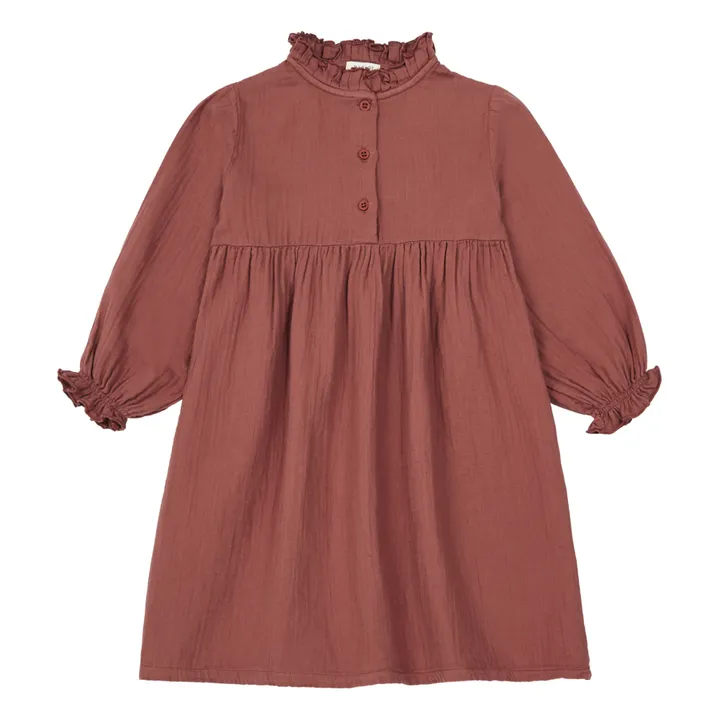 Camicia da notte, in garza di cotone, modello: Clochette | Rosso mattone- Immagine del prodotto n°0