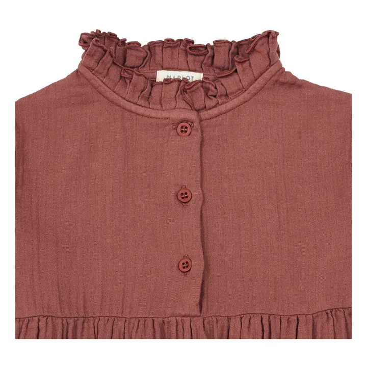 Camicia da notte, in garza di cotone, modello: Clochette | Rosso mattone- Immagine del prodotto n°7