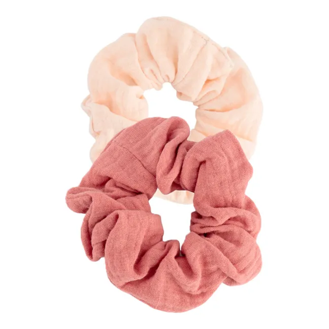 Cotton Muslin Scrunchies - Set of 2 | Pink