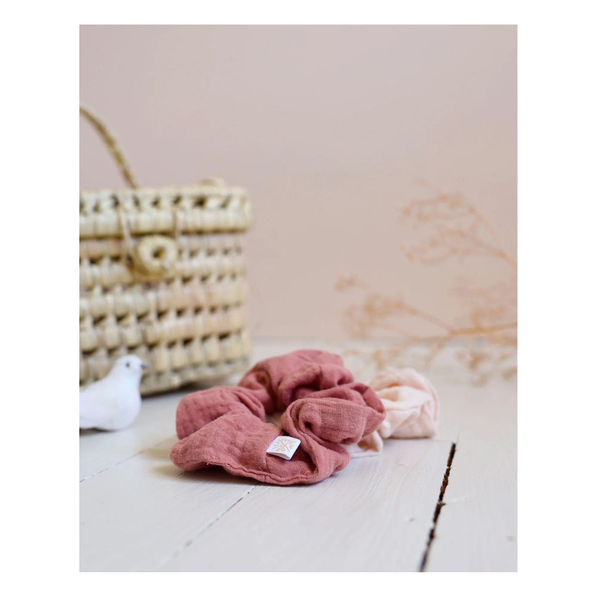 Chouchou en gaze de coton - Set de 2 | Rose- Image produit n°4