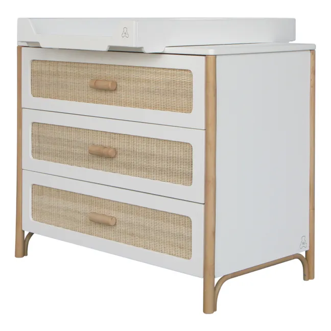 Océania Woven Rattan Chest of Drawers | White