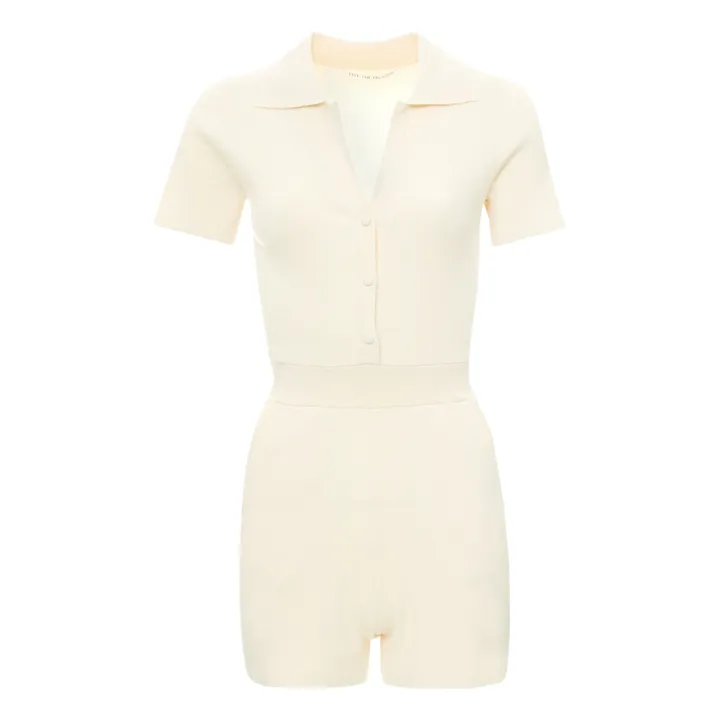 Short-Sleeved Playsuit | Nude- Product image n°0