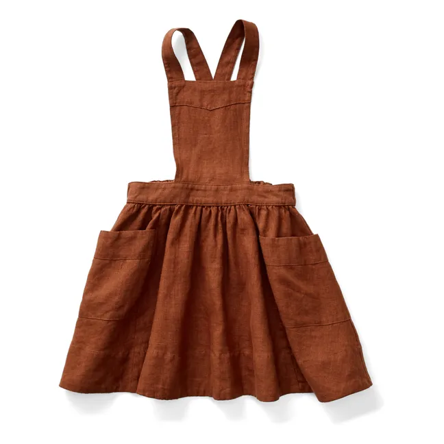 Harriet Linen Apron Dress | Caramel