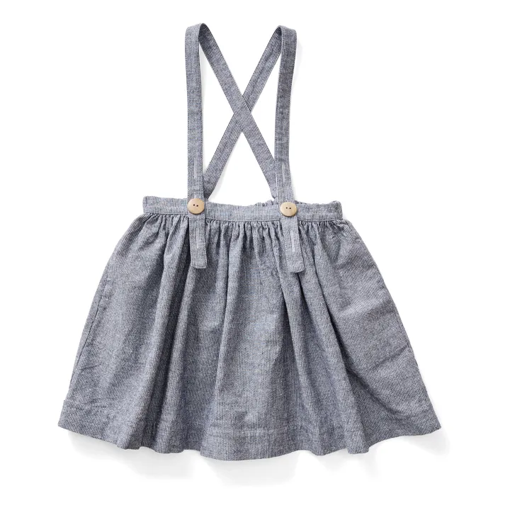 Soor Ploom - Mavis Linen Striped Suspender Skirt - Blue | Smallable