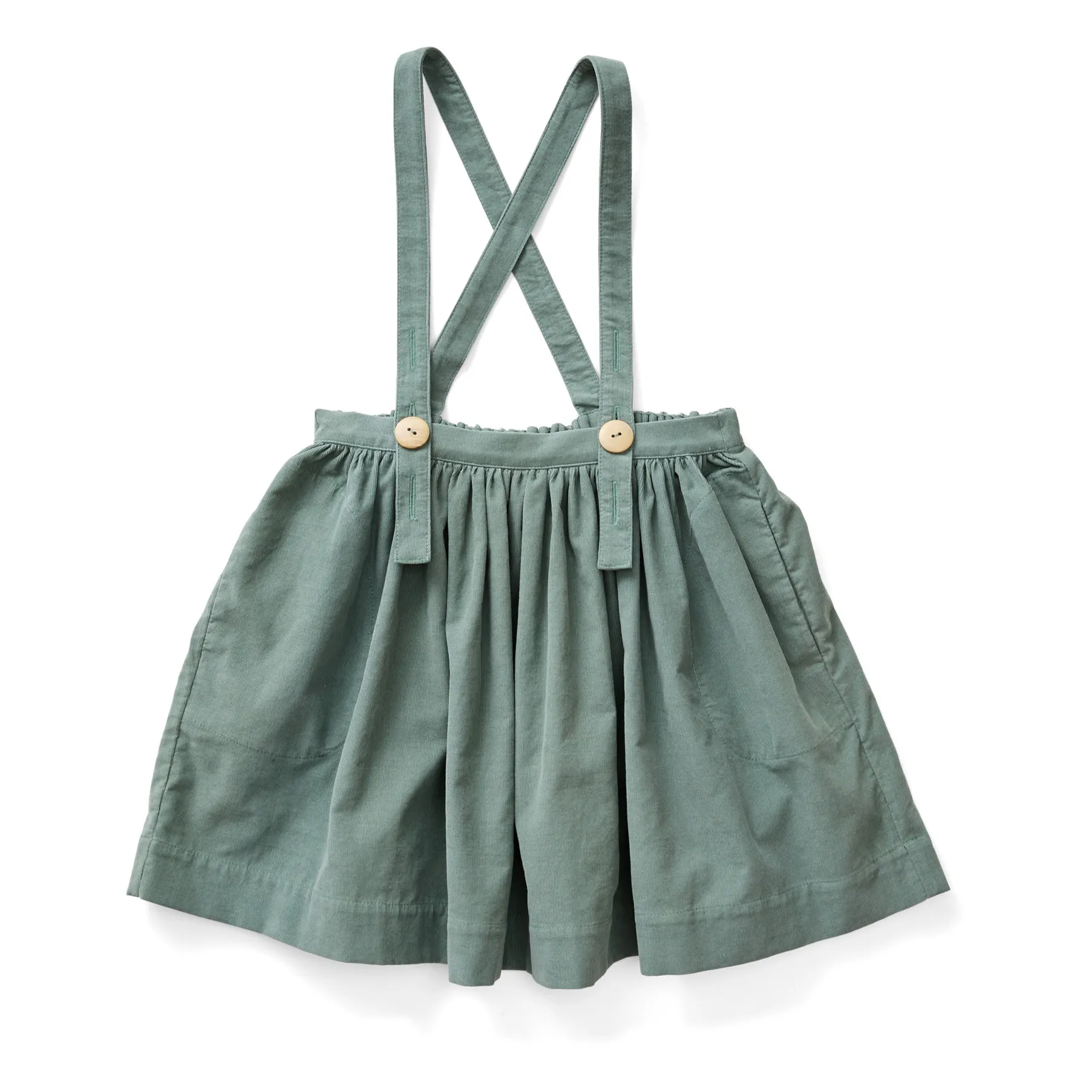 Mavis Corduroy Suspender Skirt | Sage