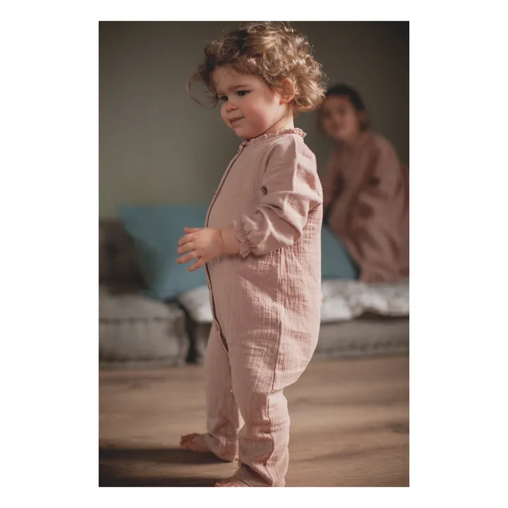 Myrtille Cotton Muslin Pyjamas | Pale pink- Product image n°2