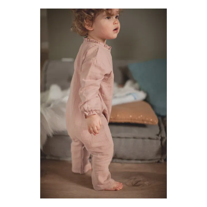Myrtille Cotton Muslin Pyjamas | Pale pink- Product image n°4
