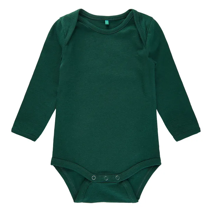 Bob Organic Cotton Long-Sleeved Babygrow | Green- Product image n°0