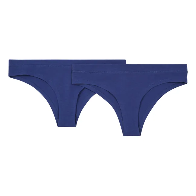 Set of 2 Organic Cotton Hipster Knickers | Sea blue