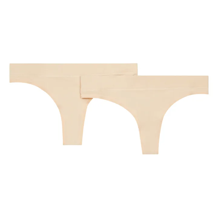 Set of 2 Organic Cotton Thongs | Nude beige- Product image n°0