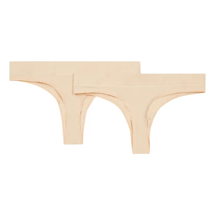 Set of 2 Organic Cotton Thongs | Nude beige- Product image n°4