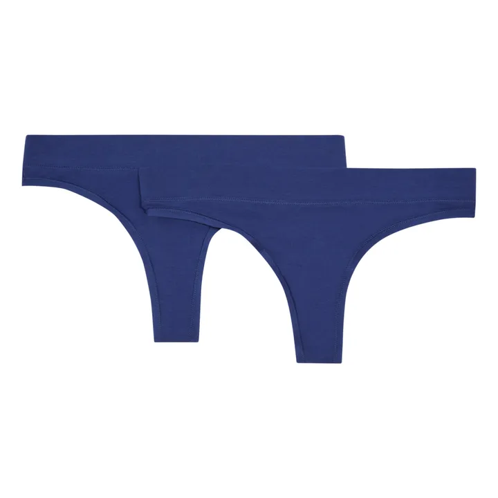 Set of 2 Organic Cotton Thongs | Sea blue- Product image n°0