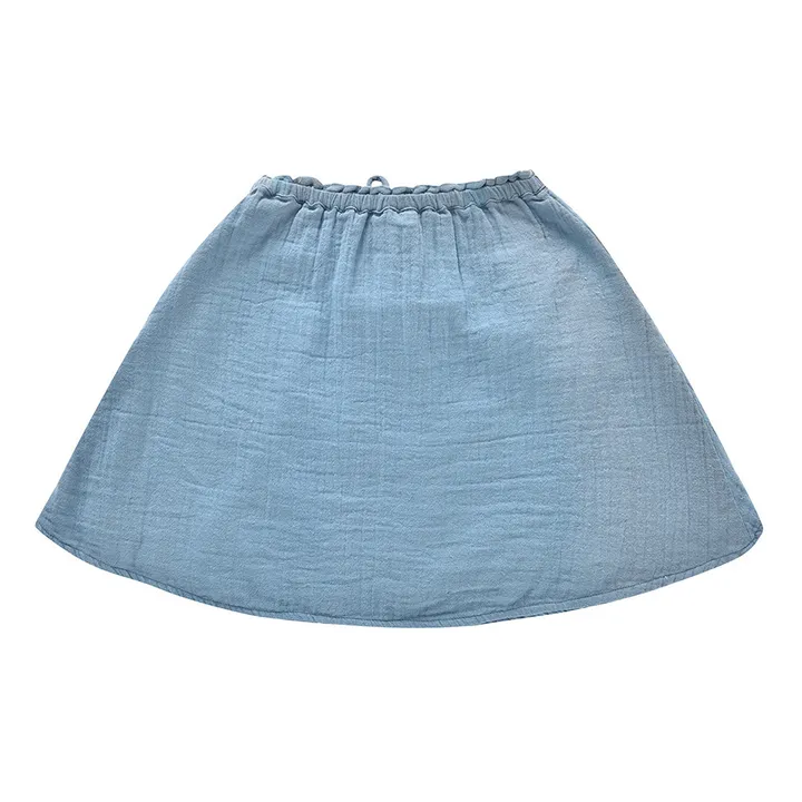 Falda bordada de gasa de algodón Eulalie | Azul- Imagen del producto n°4