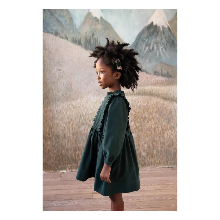 Vestido de terciopelo Percy | Verde Oscuro- Imagen del producto n°3