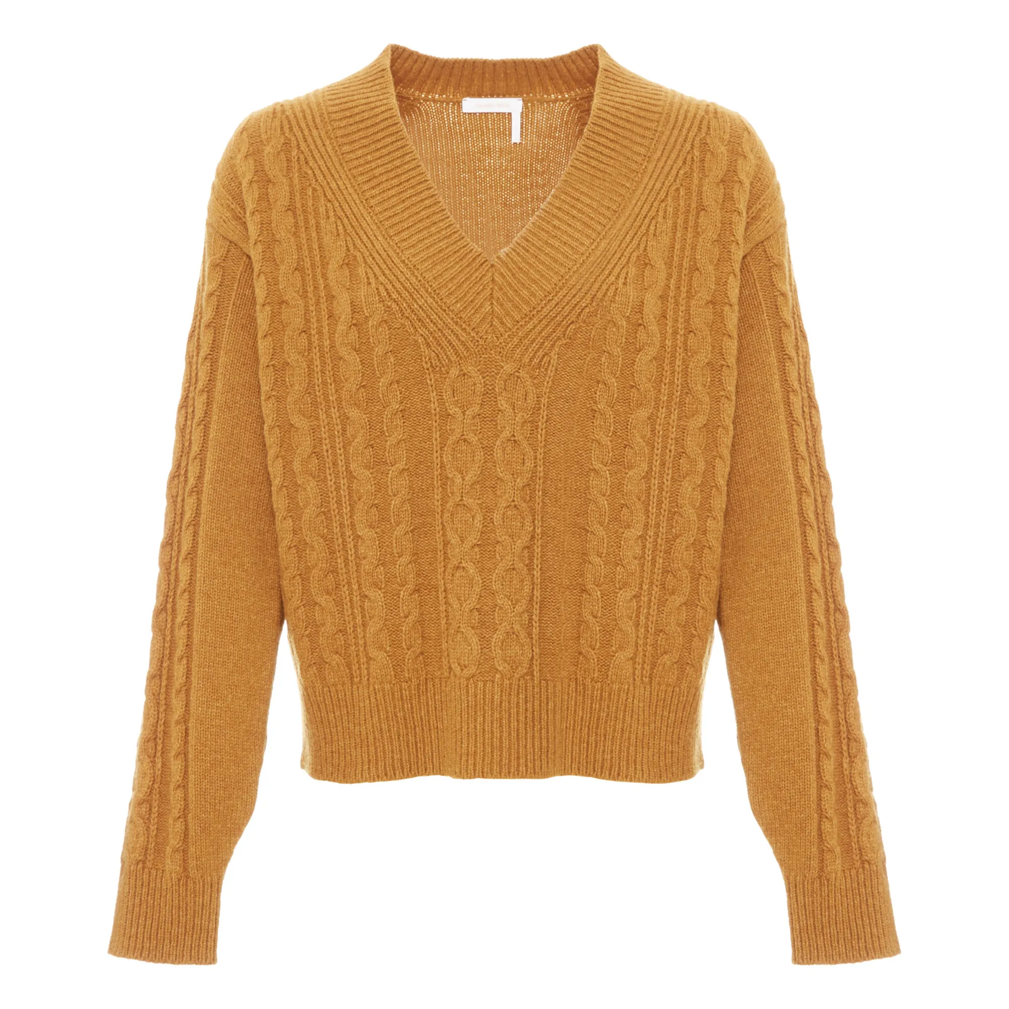 See By Chloé Ochre Woollen Cable Knit Jumper