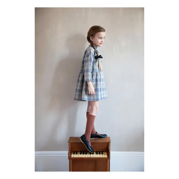ワンピース soor ploom Gilda Dress, Vintage Plaid 4y Soor Ploom - Gilda Cotton and Linen Checked Dress - Blue