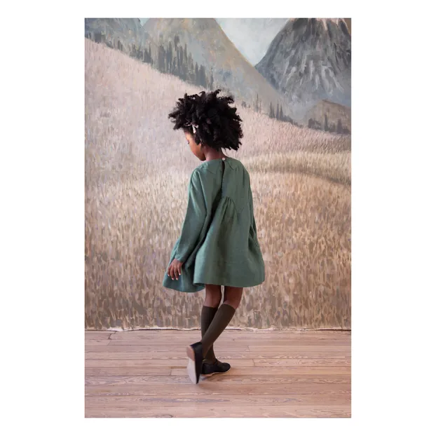 ワンピース SOOR PLOOM Millie Dress 7Y Soor Ploom - Millie Linen Dress - Dark green | Smallable