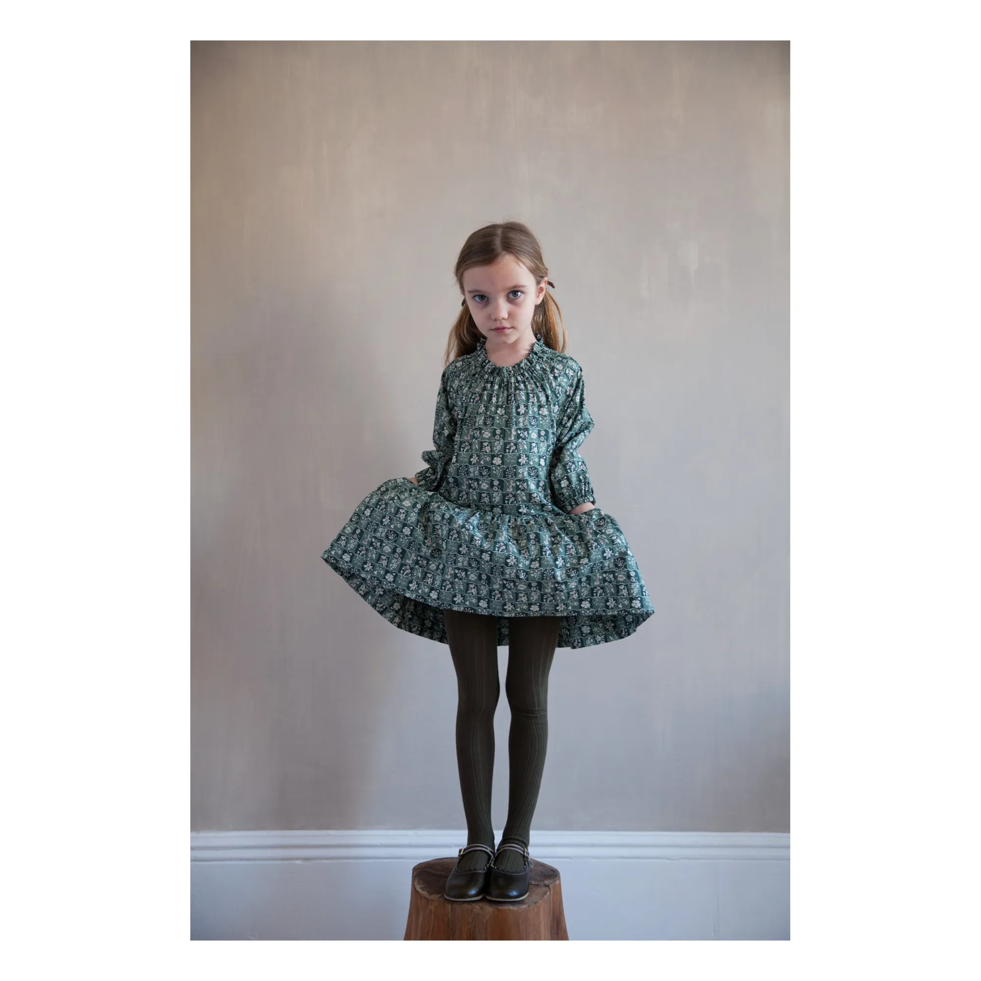 美品　soor ploom Edith dress leaf print 3Y edith-exclusive-liberty-print-