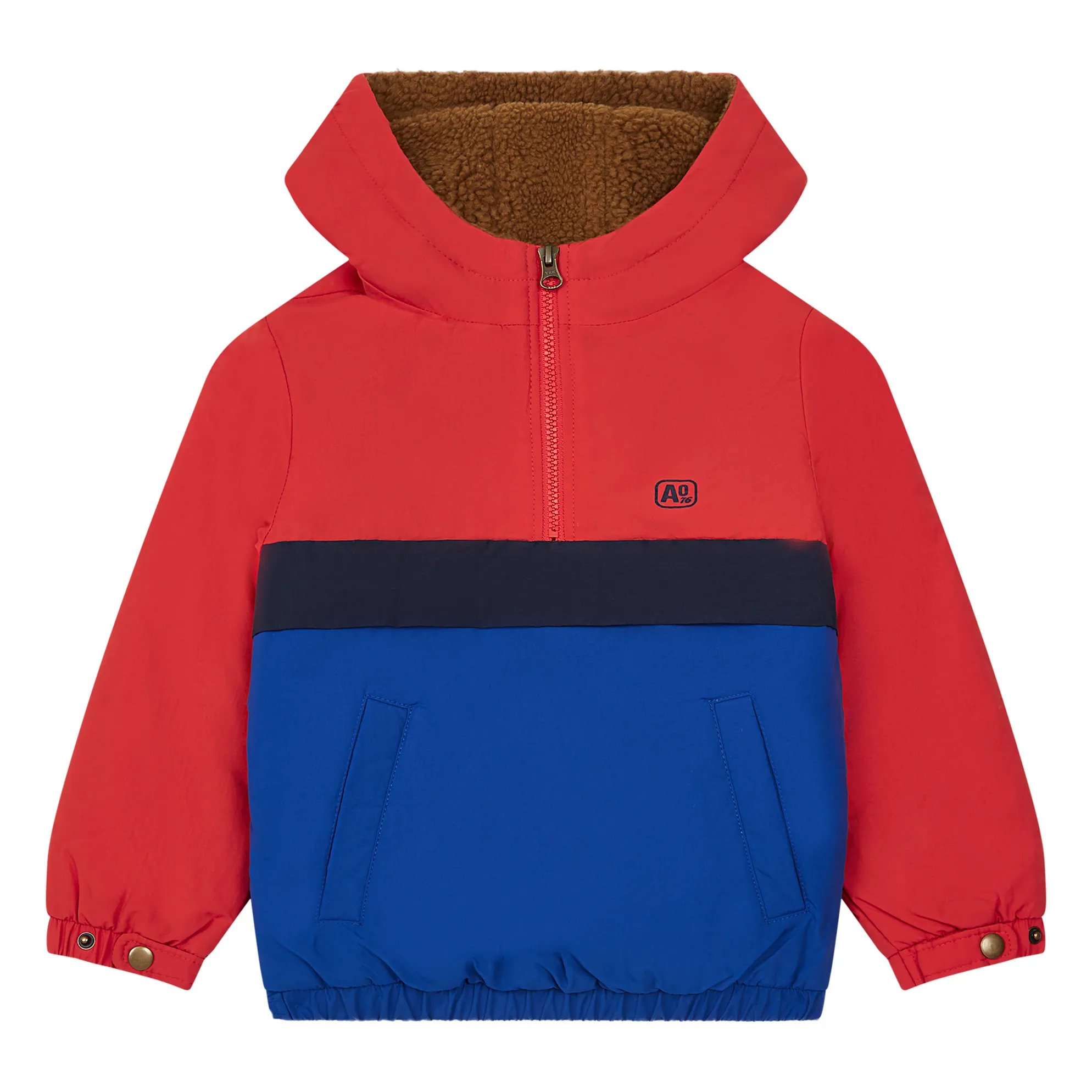 Ao76 Red Hooded Zip-Up Windbreaker