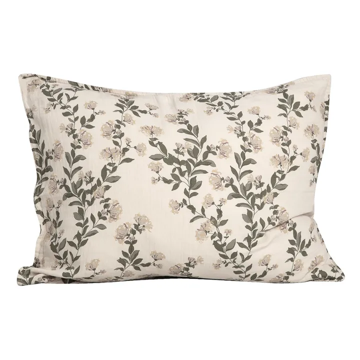 Taie d'oreiller Honeysuckle en mousseline de coton  | Ecru- Image produit n°0