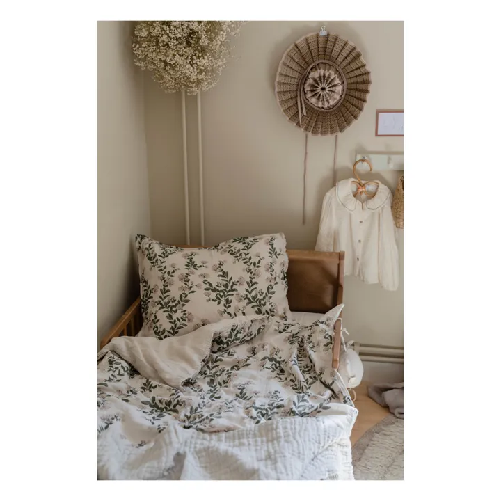 Taie d'oreiller Honeysuckle en mousseline de coton  | Ecru- Image produit n°3