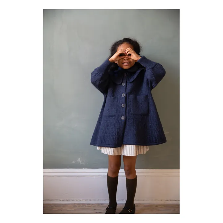 Ruth Merino Cool Collar Coat | Navy blue- Product image n°3