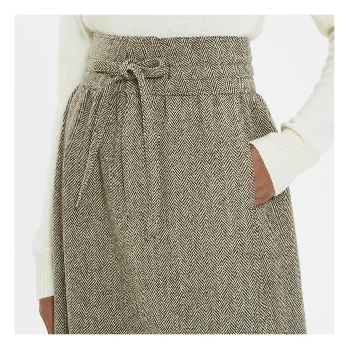 Falda de lana de diseño de espiga Toast | Marrón- Imagen del producto n°2