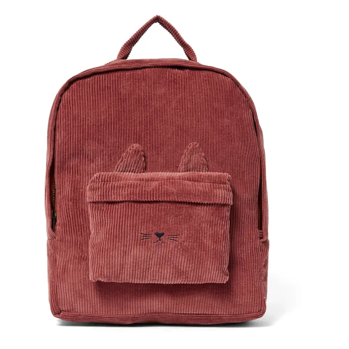 Kitten Corduroy Backpack | Brick red- Product image n°0