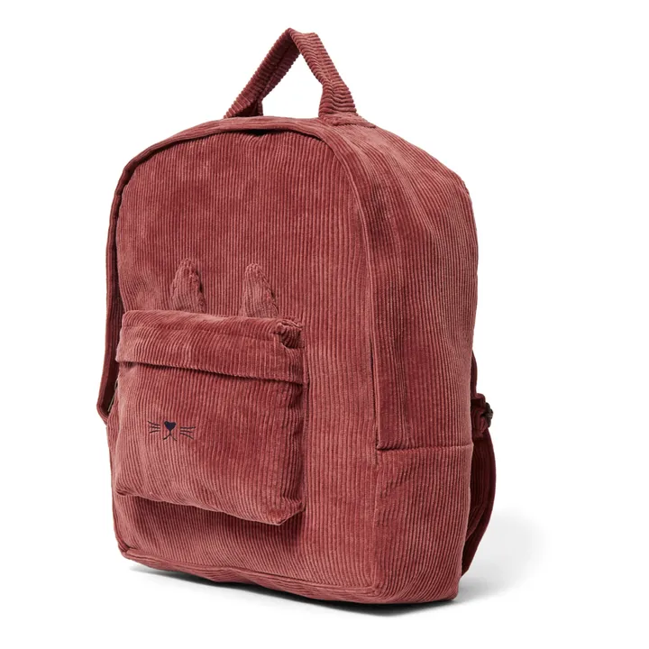 Kitten Corduroy Backpack | Brick red- Product image n°3