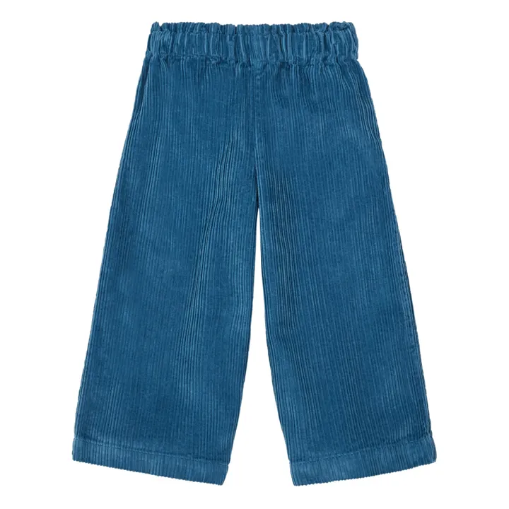 Pantaloni in velluto, in cotone bio, modello: Chacha | Blu anatra- Immagine del prodotto n°0