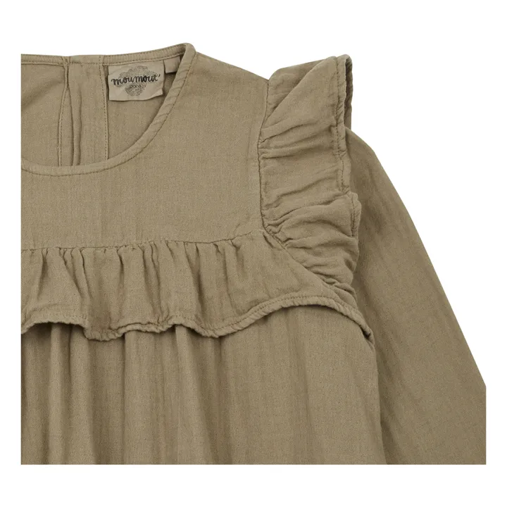 Gisele Cotton Muslin Dress | Khaki- Product image n°1