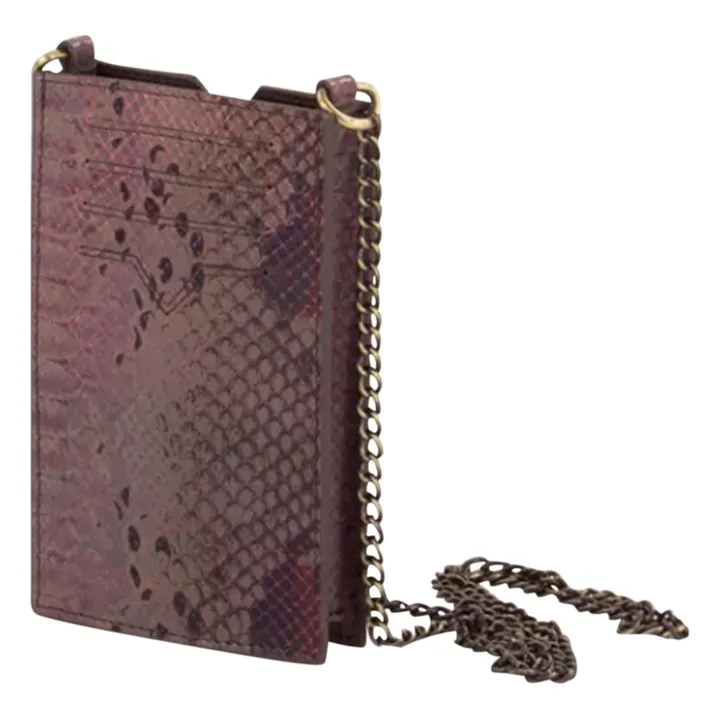 Ama Snakeskin Print Leather Phone Holder | Mauve- Product image n°4