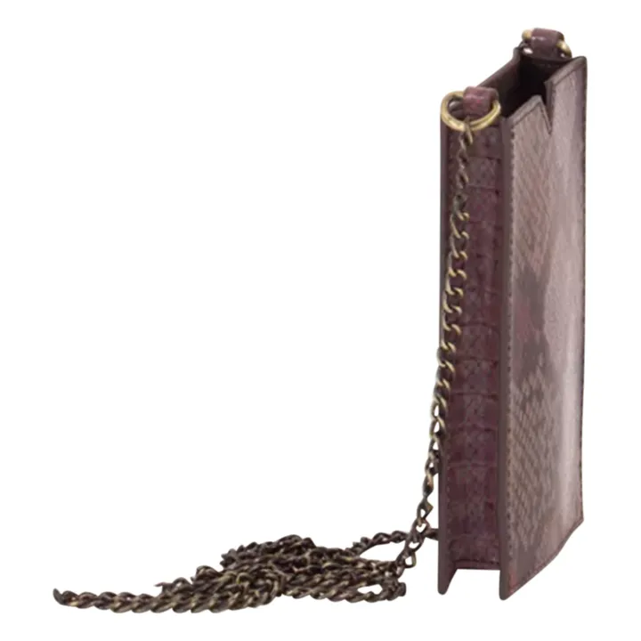 Ama Snakeskin Print Leather Phone Holder | Mauve- Product image n°5