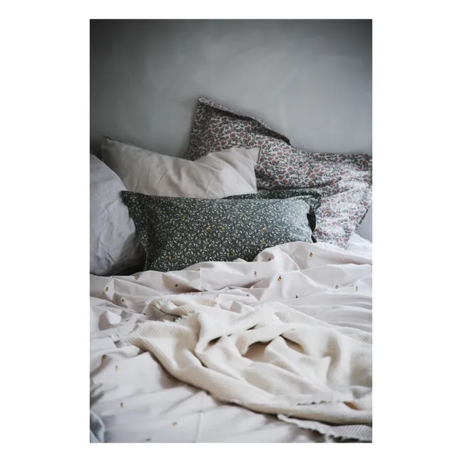 Juego de sábanas de algodón percal Floral Moss | Verde
