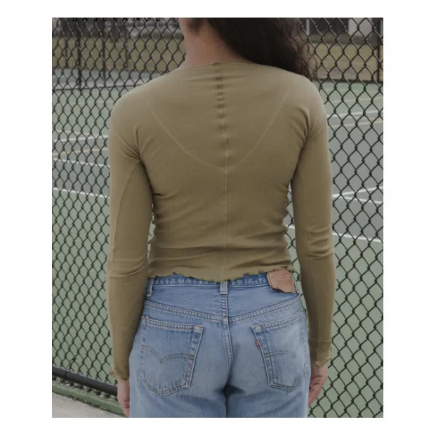 Pama Ribbed Long-sleeved T-shirt | Khaki- Product image n°2