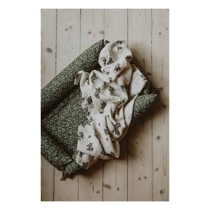 Percale Bed Set Single Floral Moss