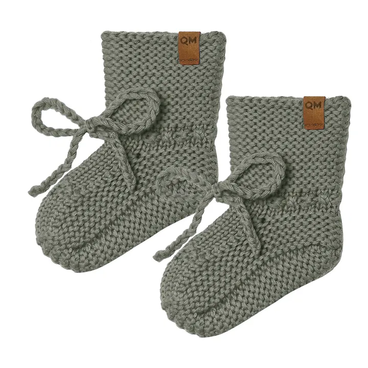 Pantofole lavorate a maglia in cotone bio | Verde militare- Immagine del prodotto n°0