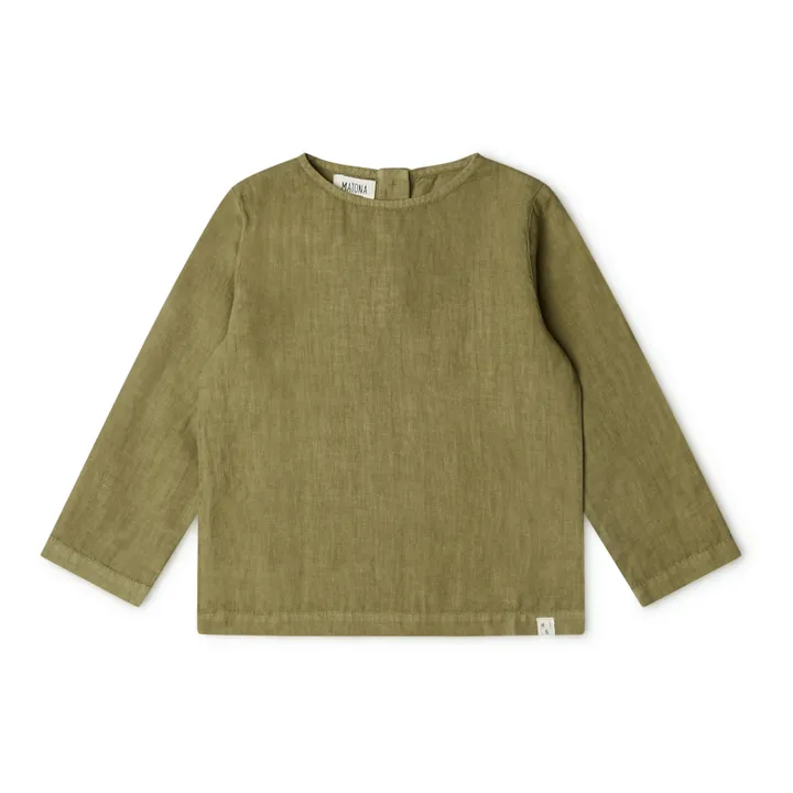 Olive Leinen-T-Shirt | Grünolive- Produktbild Nr. 0