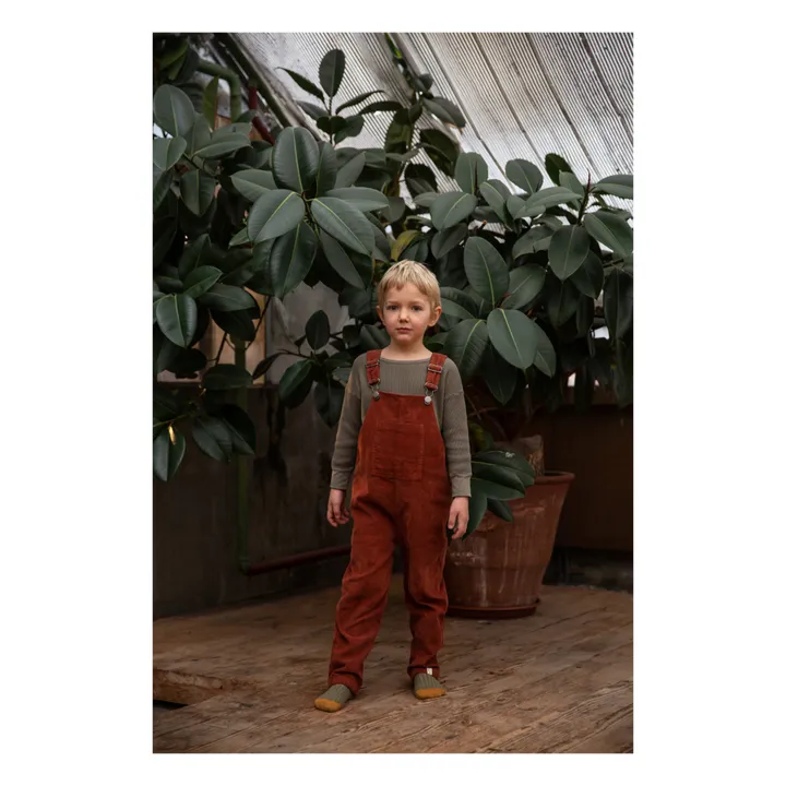 Luka Baby-Latzhose aus Bio-Baumwollvelours | ziegelrot- Produktbild Nr. 2