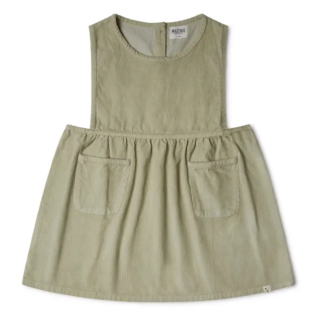 Nora Organic Cotton Corduroy Apron Dress | Pale green