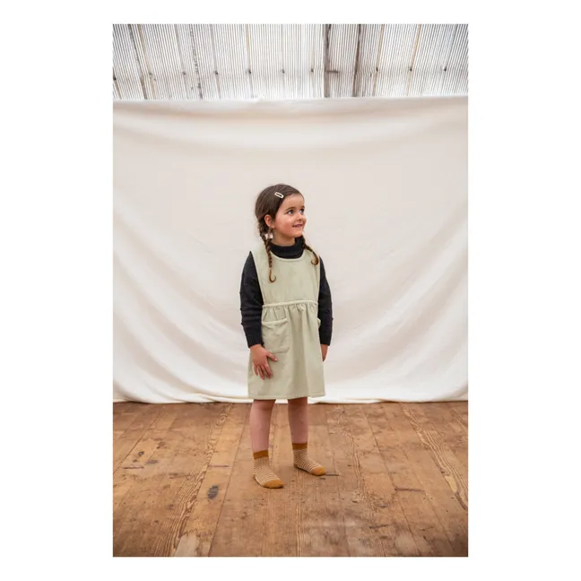 Nora Organic Cotton Corduroy Apron Dress | Pale green