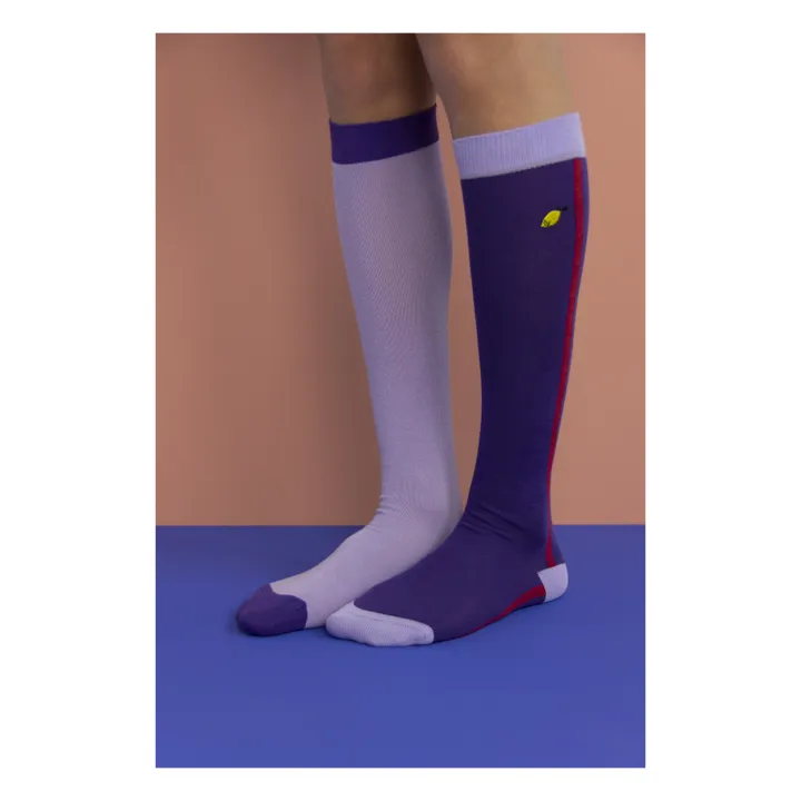 Colourblock Long Socks | Purple- Product image n°1