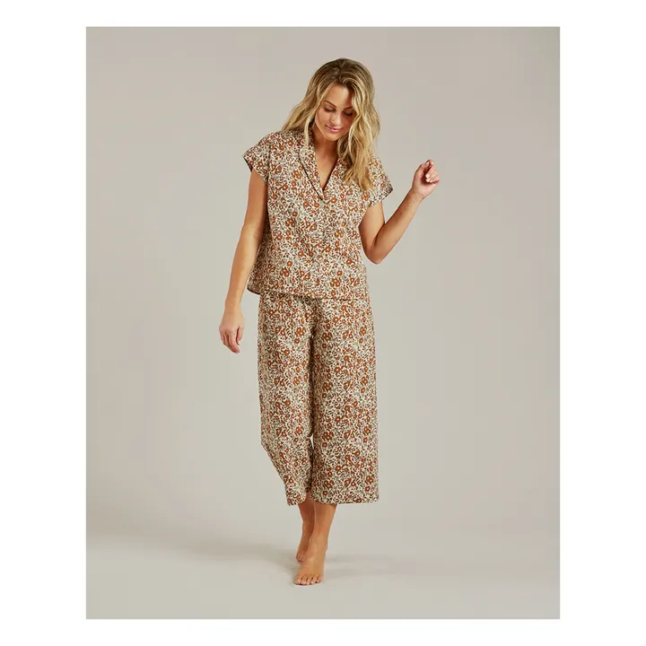 Pyjama Fleurs Coton Bio | Crème- Image produit n°0